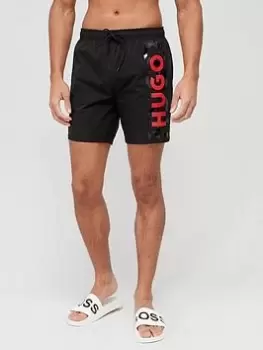 Image of HUGO Reef Logo Swim Shorts - Black Size M Men