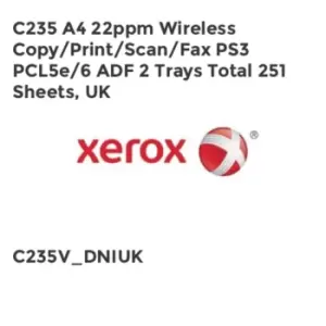 Image of C235 A4 22ppm Wireless Copy/Print/Scan/Fax PS3 PCL5e/6 ADF 2 Trays Total 251 Sheets, UK