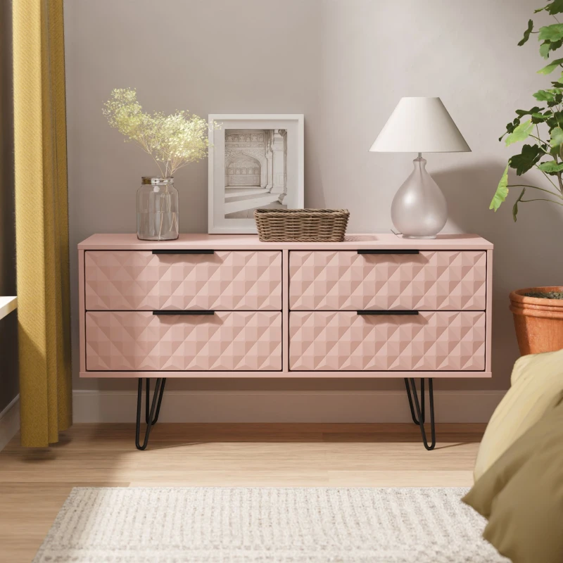 Image of Ready Assembled 2 U Islay 4 Drawer Bed Box (Ready Assembled) in Dusty Pink Dusty Pink Unisex