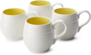 Image of Portmeirion Sophie Conran Honey Pot Sunshine 10oz Barrel Mug Set Of 4