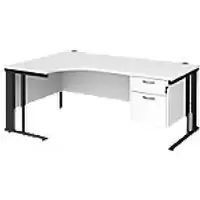 Image of Dams International Left Hand Ergonomic Desk MCM18ELP2KWH 1,800 x 1,200 x 725 mm