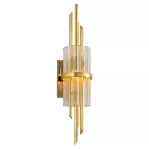Image of Symphony 1 Light Wall Sconce Gold Leaf Polished Stainless, Glass