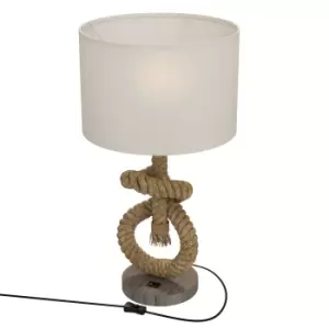 Image of HOMCOM Nautical LED Table Lamp with USB Charging Port, Bedside Desk Lamp for Bedroom, Living Room, Home Office