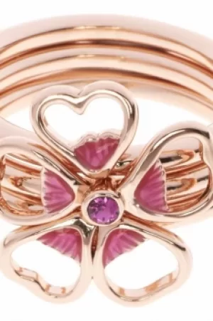 Image of Ted Baker Ladies Rose Gold Plated Leotie Enamel Flower Stacking Ring ML TBJ1243-24-73ML