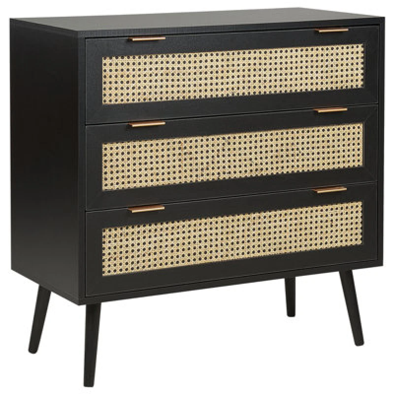 Image of Beliani Rustic 3 Drawer Chest Opoco Black