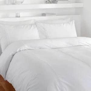 Image of Catherine Lansfield White Minimalist Bed Set - Double
