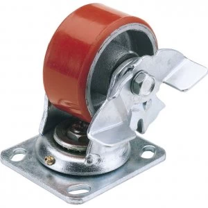 Image of Draper Swivel Plate Fixing Heavy Duty Wheeled Casor and Brake 100mm