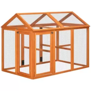 Image of PawHut Large Chicken Run Wooden Chicken Coop, Pet Playpen with Combinable Design, Orange
