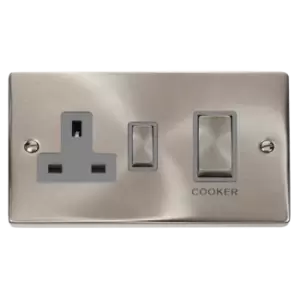 Image of Click Scolmore Deco Ingot 45A Cooker Switch Unit with 13A 2 Pole Switched Socket - VPSC504GY