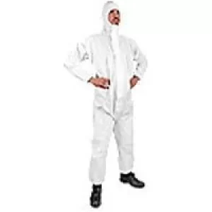 Image of Click Once Protective Coverall With Hood Polyproylene, Polyethylene M White