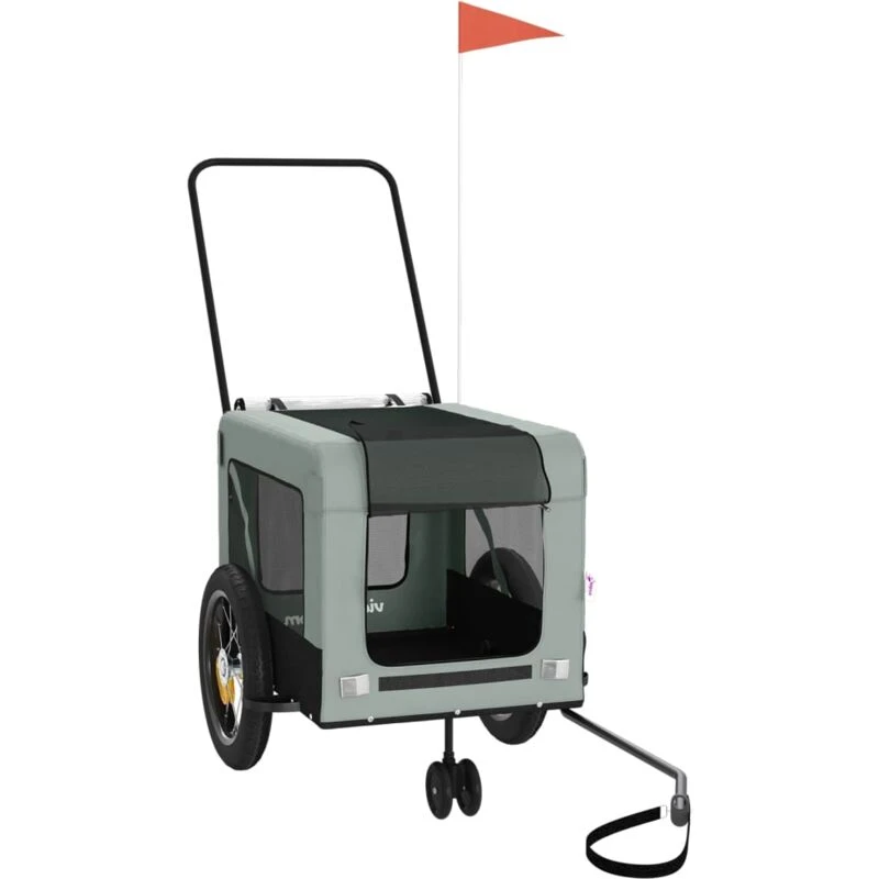Image of vidaXL Pet Bike Trailer Grey and Black Oxford Fabric and Iron, Grey 93930