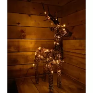 Image of 60cm Tall Outdoor / Indoor Brown Wicker Reindeer with 48 Warm White LED Lights
