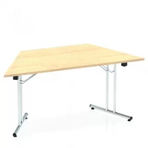 Image of Sonix Trapezoidal Chrome Leg Folding Meeting Table 1600x800mm Maple