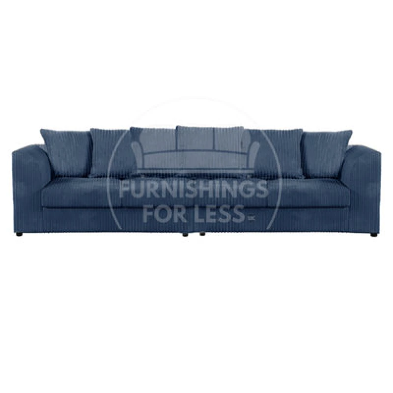 Image of Furnishings For Less UK Luxor Long Fabric Jumbo Cord 4 Seater Sofa - Scatter Back Navy Blue