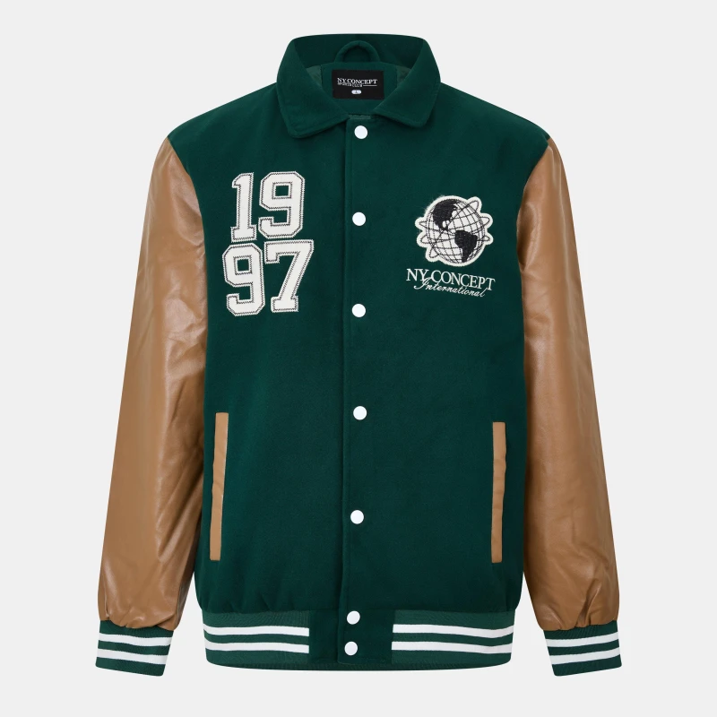 Image of NY Concept Mens International Varsity Bomber Jacket Green male 2X Small