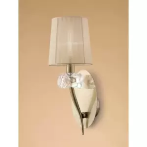 Image of Loewe wall light with switch 1 E14 bulb, antique brass with bronze lampshade