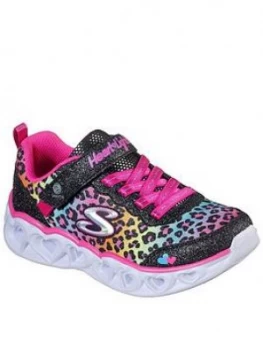 Image of Skechers Girls Heart Lights Shimmer Spots Trainer - Black