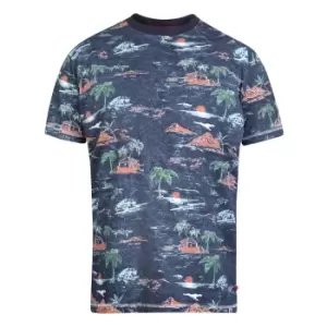 Image of Duke Mens Chester Kingsize Hawaiian T-Shirt (2XL) (Navy Marl)