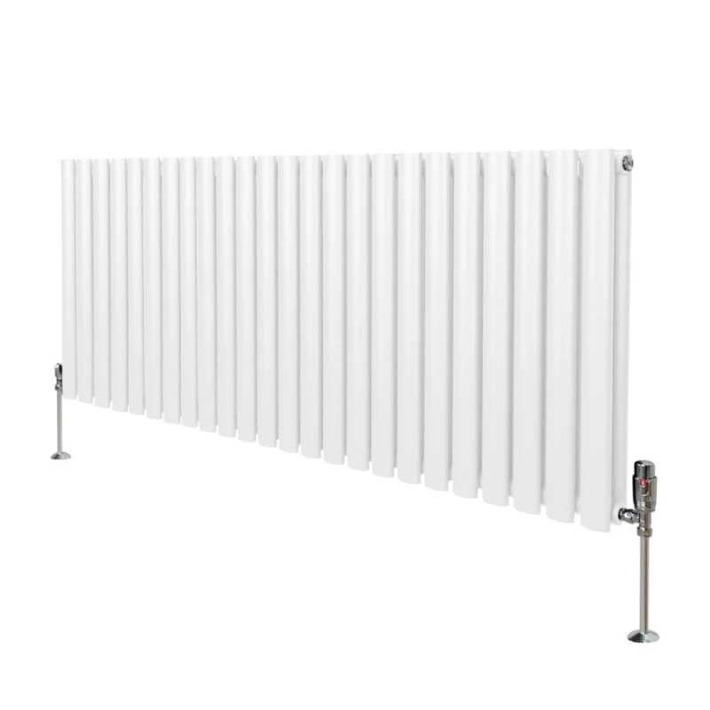 Image of MONSTER-SHOP Oval Column Radiator & Valves - 600mm x 1440mm - White 5055986194286