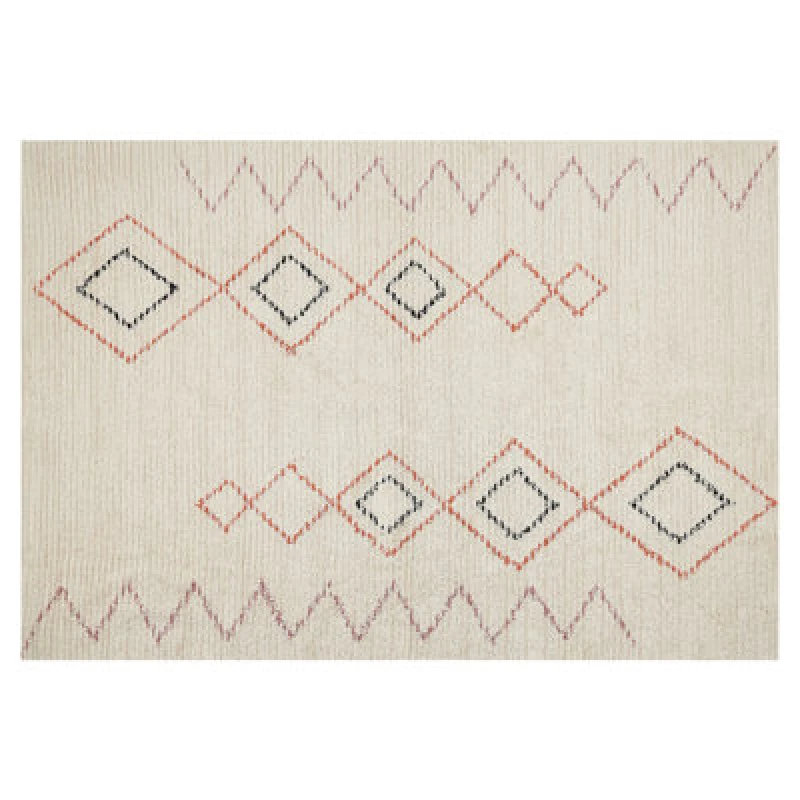 Image of Beliani Rug Guwahati Beige 140 X 200 Cm Cotton