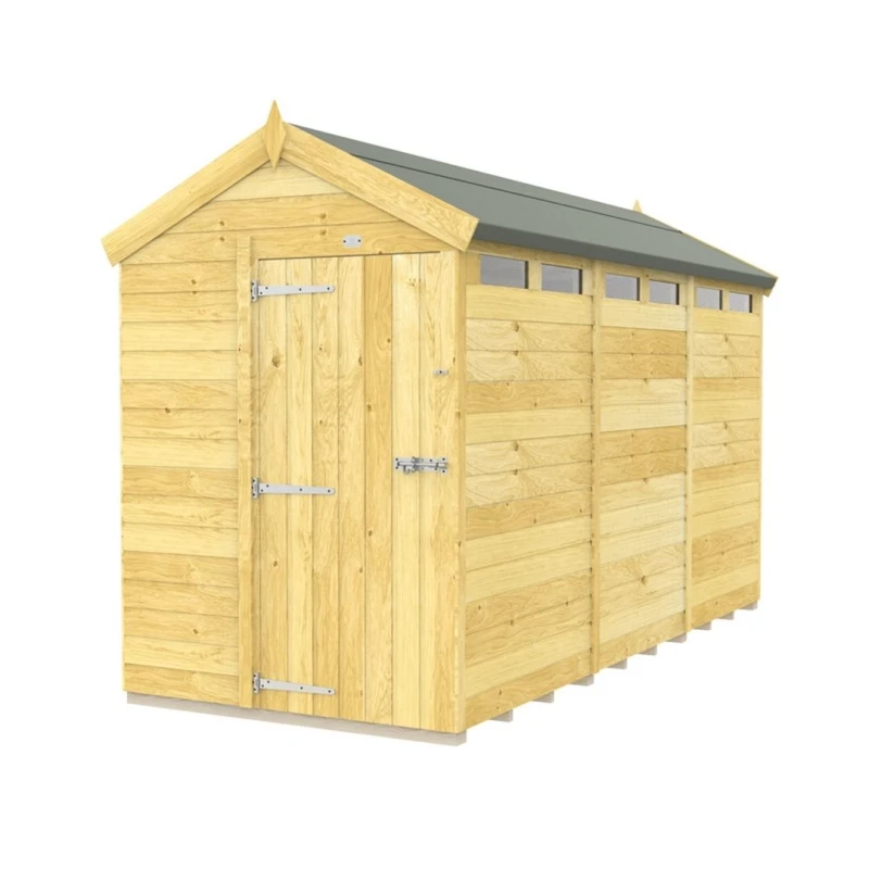 Image of Buttercup Farm 5 x 12 Feet Apex Security Shed - Single Door - L358 x W147 x H217cm in Brown Brown Unisex