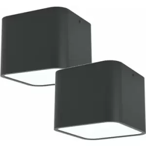 Image of Loops - 2 pack Wall / Ceiling Light Black Square Accent Downlight 1x 28W E27 Bulb
