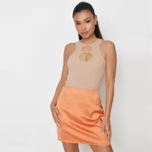 Image of Missguided Neck Cut Out Neck Bodysuit - Neutral