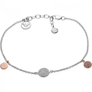 Image of Emporio Armani Sterling EG3334040 Silver Pave Disc Bracelet