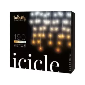 Image of Twinkly Icicle 190 Smart LED Icicle Lights - Amber/Warm White/Cool White