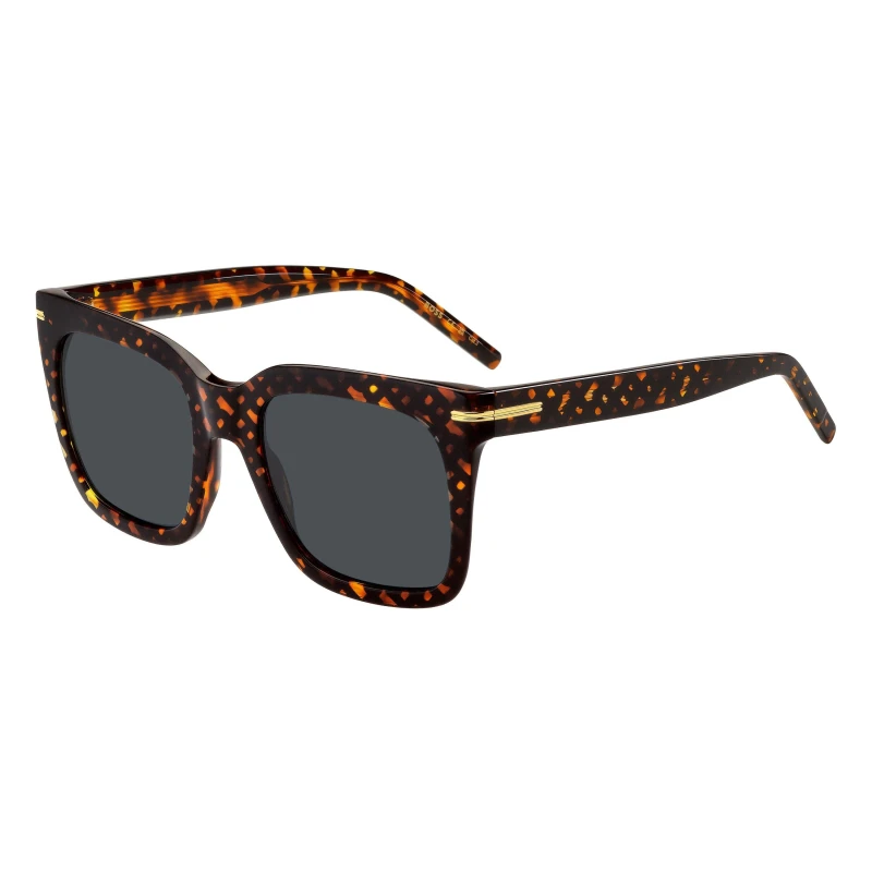 Image of Boss Womens Square Round Sunglasses Havana Pattern female 54 cm