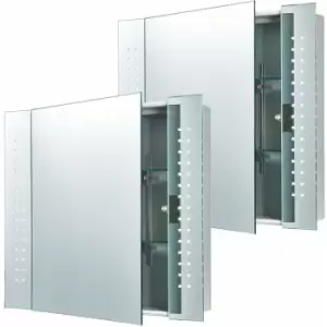 Image of Loops - 2 pack IP44 LED Bathroom Mirror 60cm x 65cm Cabinet Light ir Switch & Shaver