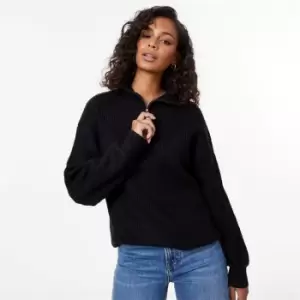 Image of Jack Wills High Neck Zip Knitted Jumper - Black