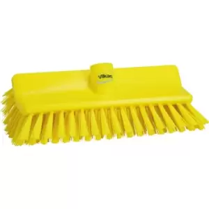 Image of Vikan High-low brush/corner scrubbing brush, medium, pack of 10, yellow
