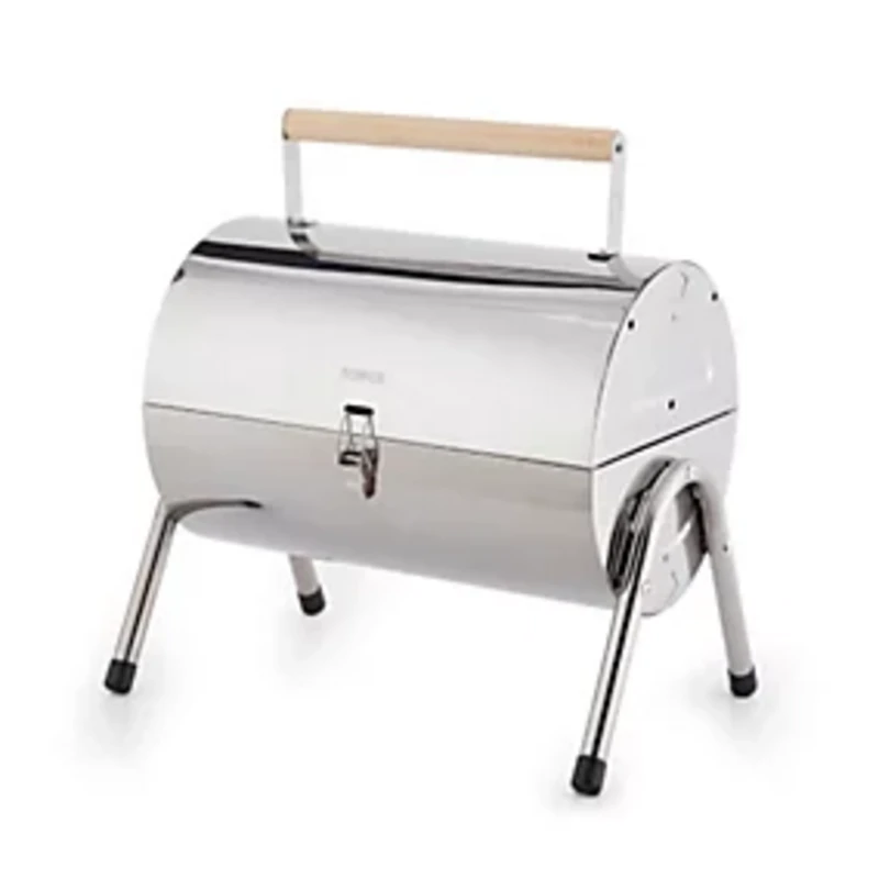 Image of TOWER T978574 Portable Drum Charcoal BBQ - Silver 5056462368252