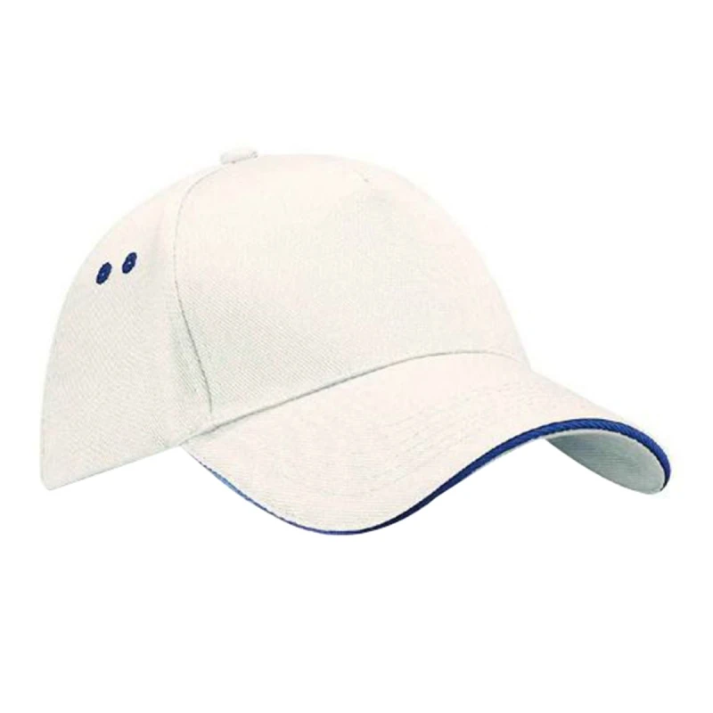 Image of Beechfield Beechfield Men Ultimate 5 Panel Contrast Baseball Cap With Sandwich Peak Headwear in White White One Size Male 5055747772944