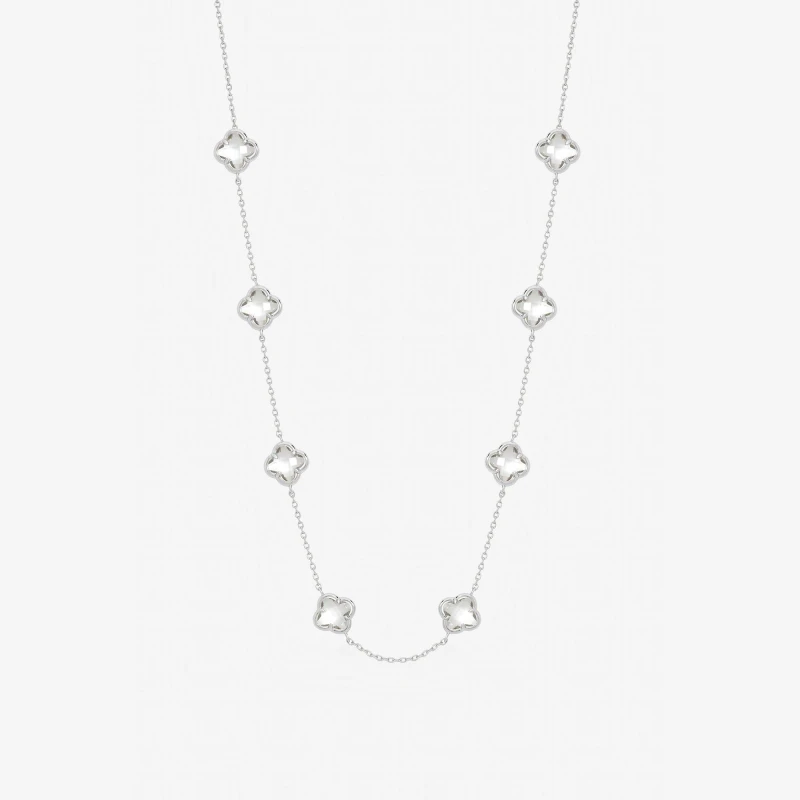 Image of Inicio Crystal Clover Necklace - Gift Pouch Silver female One Size