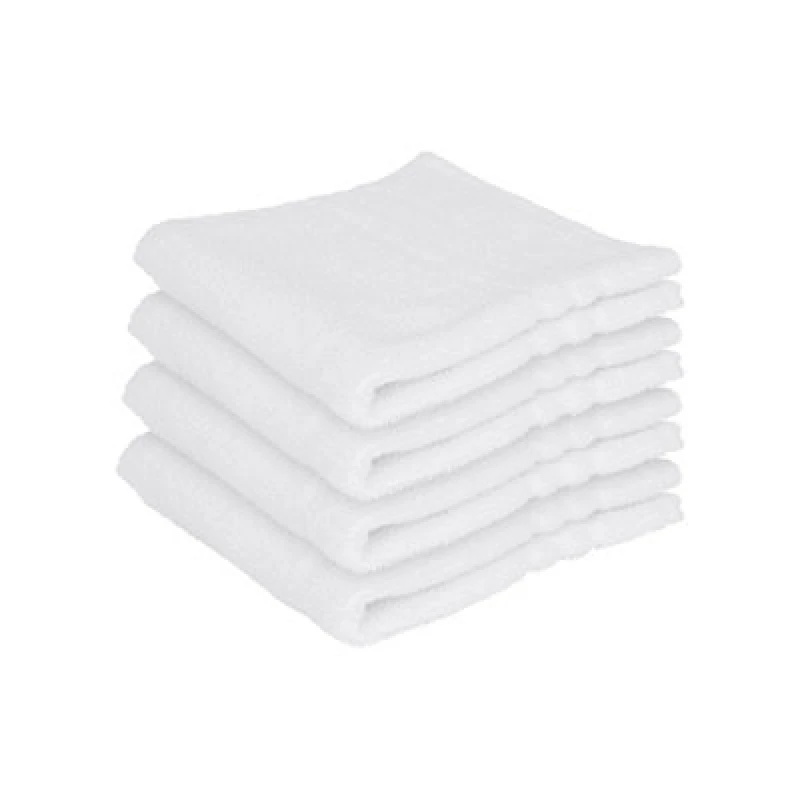 Image of Nicola Spring Cotton Wash Cloths - 30Cm X 30Cm - White - Pack Of 4