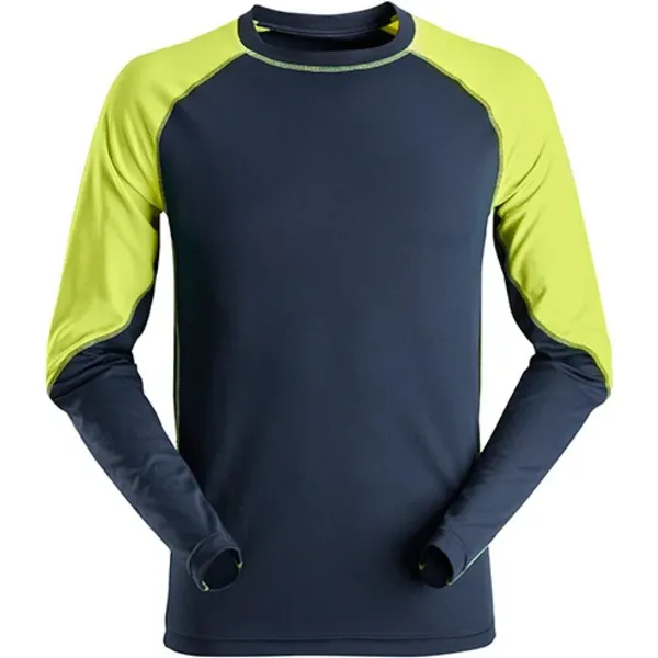 Image of Snickers 2405 Mens Neon Long Sleeve T Shirt 24059567007 Colour: Navy