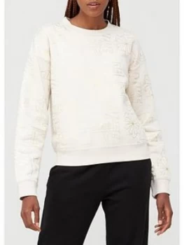 Image of Nike Nsw Icon Clash Printed Sweatshirt - Beige