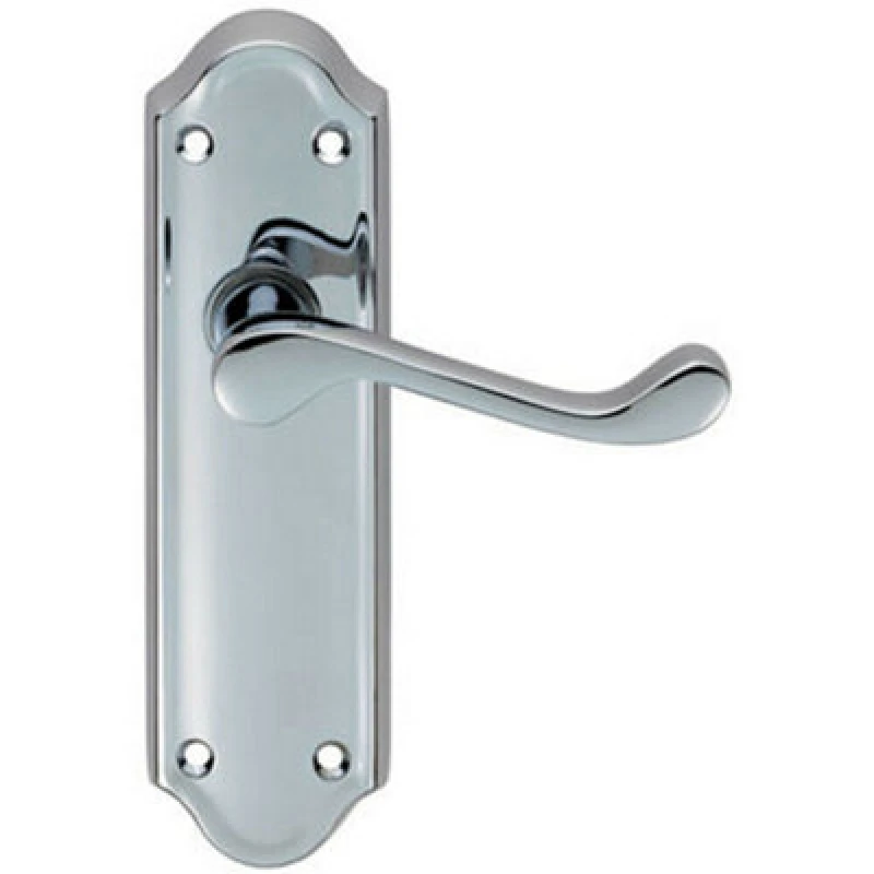 Image of Loops PAIR Victorian Upturned Handle on Latch Backplate 168 x 47mm Polished Chrome Multi
