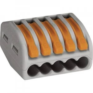Image of WAGO 222-415 Connector clip flexible: 0.08-4 mm² rigid: 0.08-2.5 mm² Number of pins: 5 40 pcs Grey, Orange