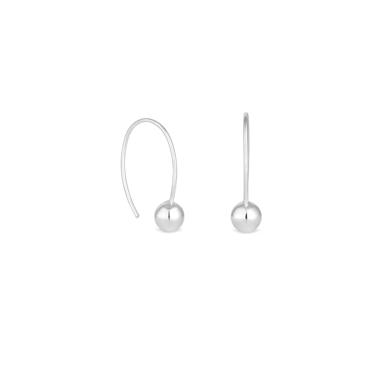 Image of Simply Silver Sterling Silver 925 Polished Orb Flexible Drop Earrings Silver