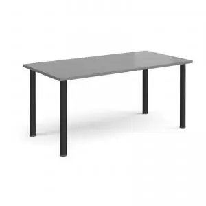 Image of Semi circular Black radial leg meeting table 1600mm x 800mm - onyx