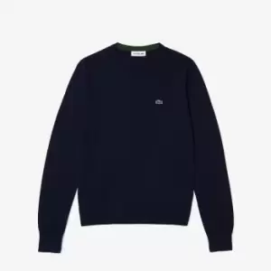 Image of Embroidered Logo Jumper in Plain Cotton with Crew Neck