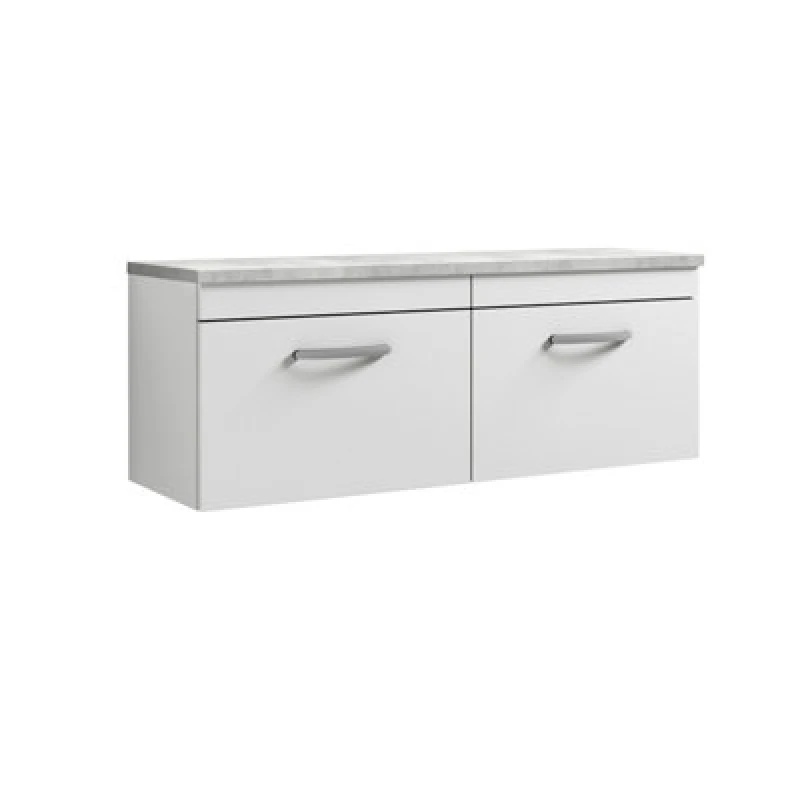 Image of Nuie Athena Wall Hung Vanity Unit With 2 Soft-Close Drawers & Gloss White Laminate Top