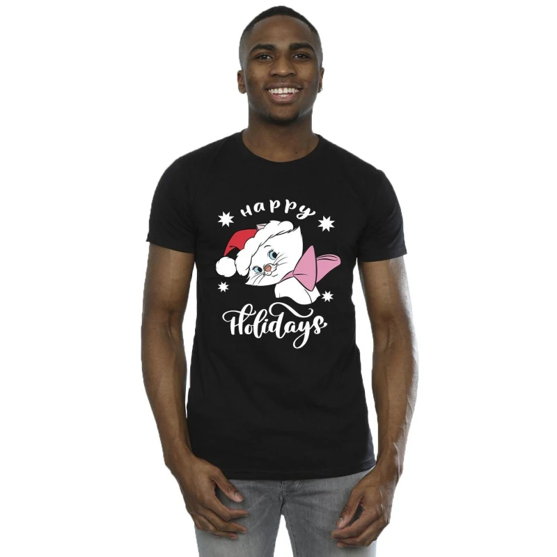 Image of Disney Men The Aristocats Happy Holidays T-Shirt in Black Size: Small Black S Male 5063283830080