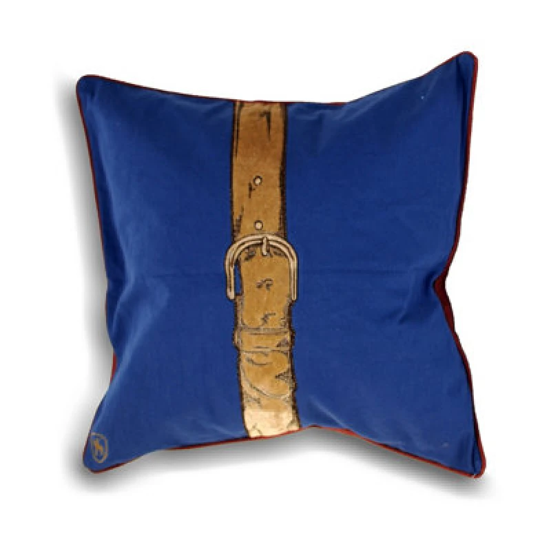 Image of Paoletti Paoletti Polo Strap Printed Piped Cushion in Blue Size: 45cm x 45cm Blue 45cm x 45cm Unisex 5025532215161