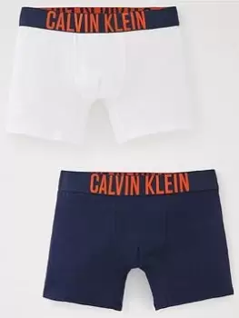 Image of Calvin Klein Boys 2 Pack Logo Boxer Briefs - Navy/white, Navy/White, Size Age: 8-10 Years