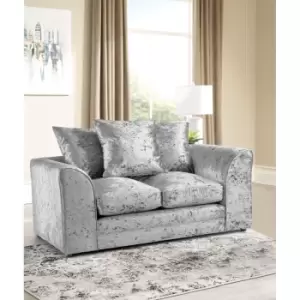 Image of Mirana Modern Crush Velvet 2 Seater Sofa - Silver - Silver
