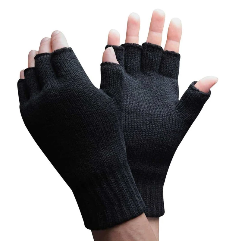 Image of Thinsulate Men 3M Thinsulate Thermal Insulated Black Fingerless Gloves Size: M/L Black M/L Male 5060597072083